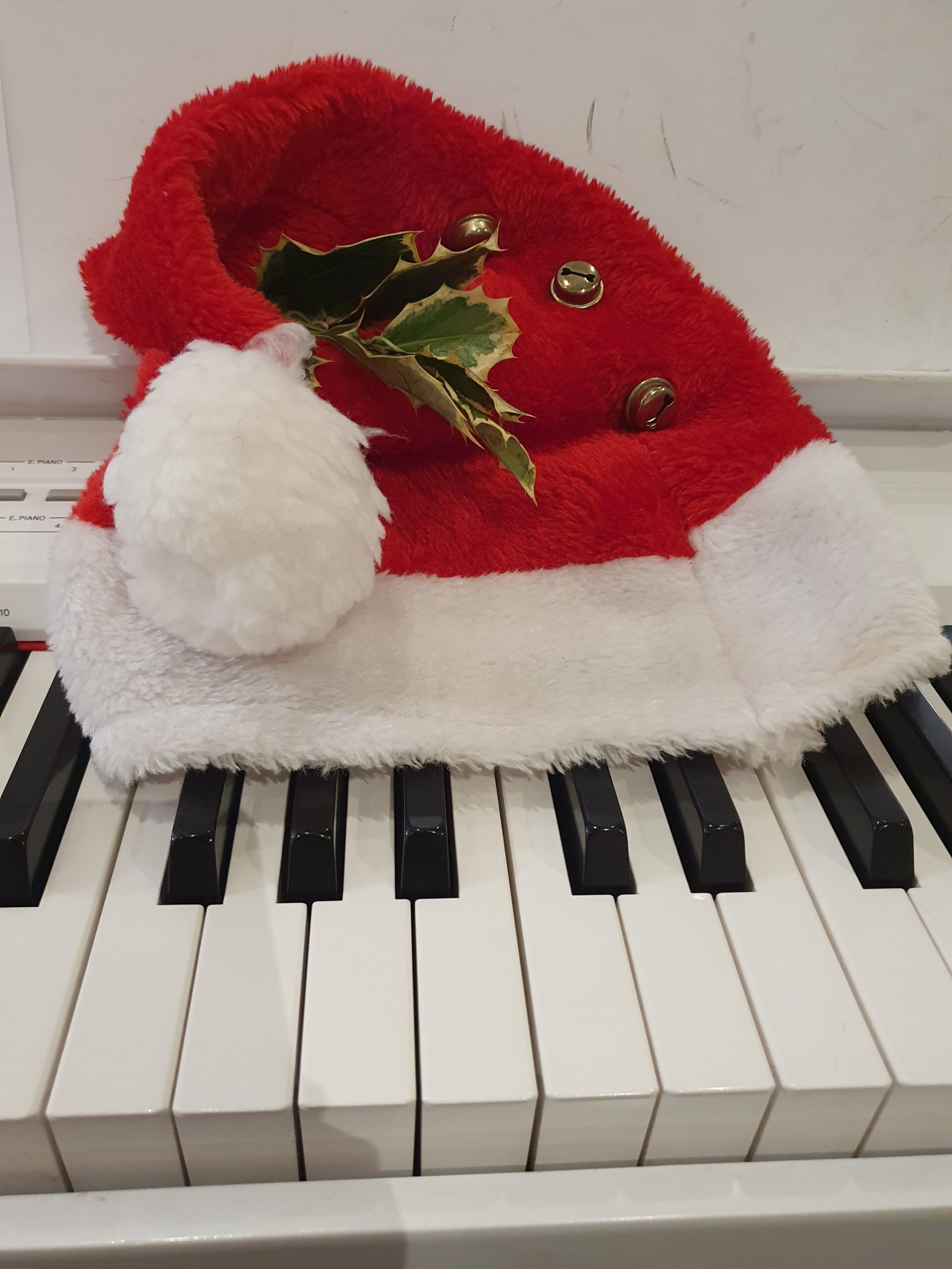 Keyboard and Christmas Hat